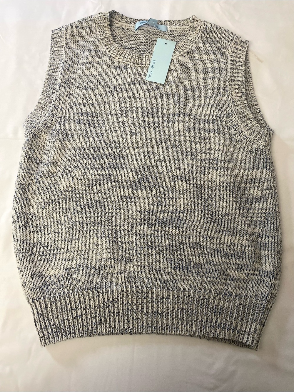 Cream & Gray Marled Knit Sweater Vest